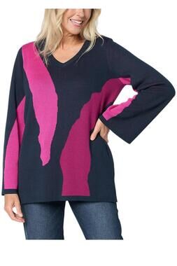 Brandis Dress OutLoud Women's Wild Kat Intarsia Sweater Midnight Combo - Regular